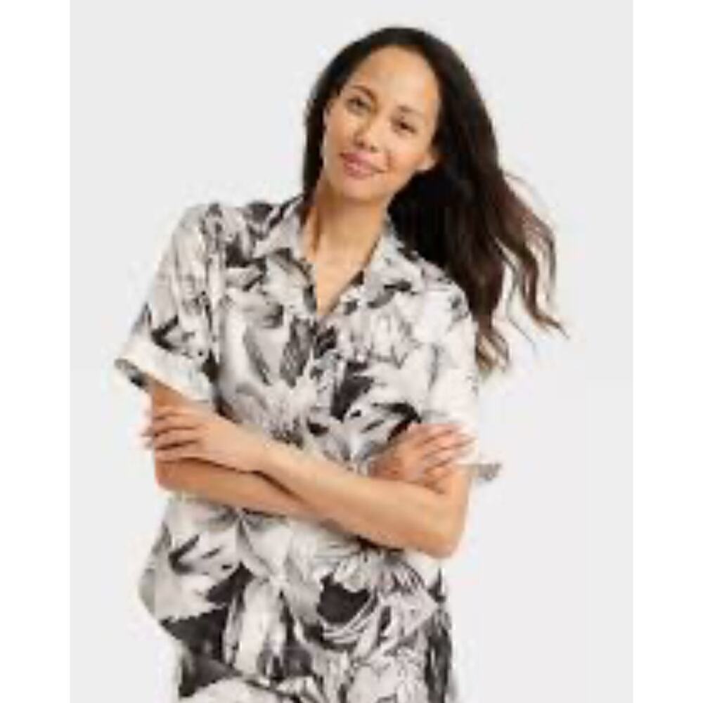Stars Above Women's Cotton Blend Button-Up Pajama Top Short Sleeve
